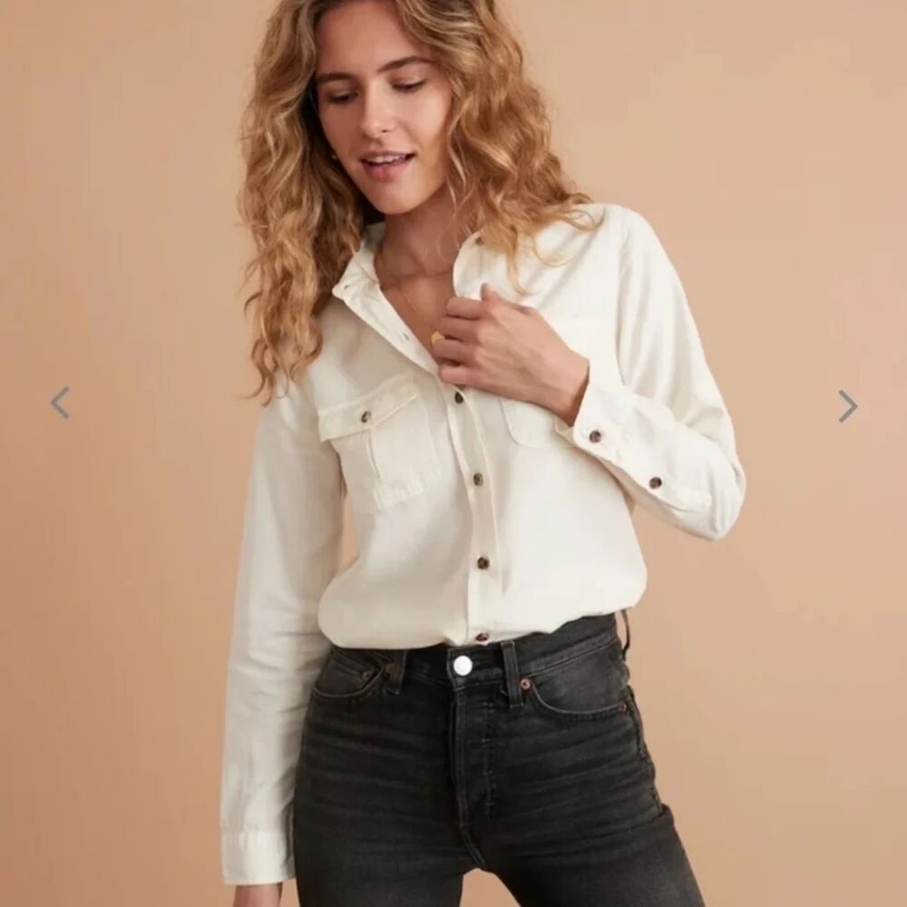 Marine layer Cheyenne Relaxed Utility Shirt in Soft White Size Large